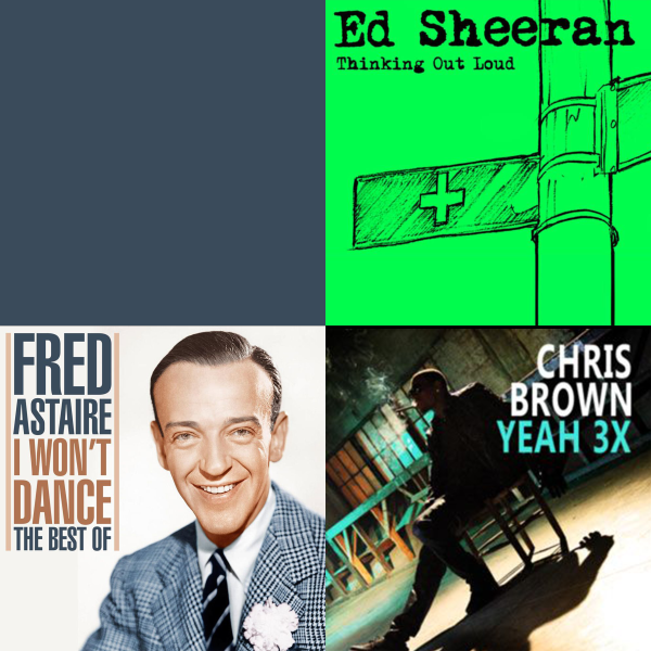 Ed Sheeran en Fred Astaire en Bob Sinclar - Thinking Out Loud en I won't dance en Yeah Yeah Yeah